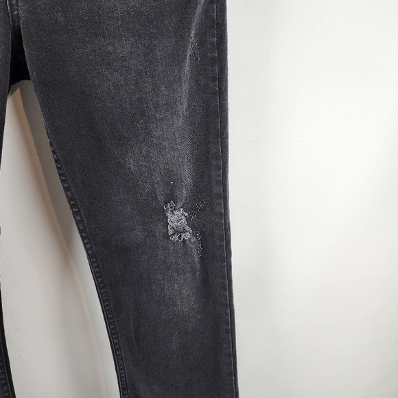 Free People Jeans Womens 29 Great Heights Distressed Frayed Skinny Black Denim - Picture 5 of 13